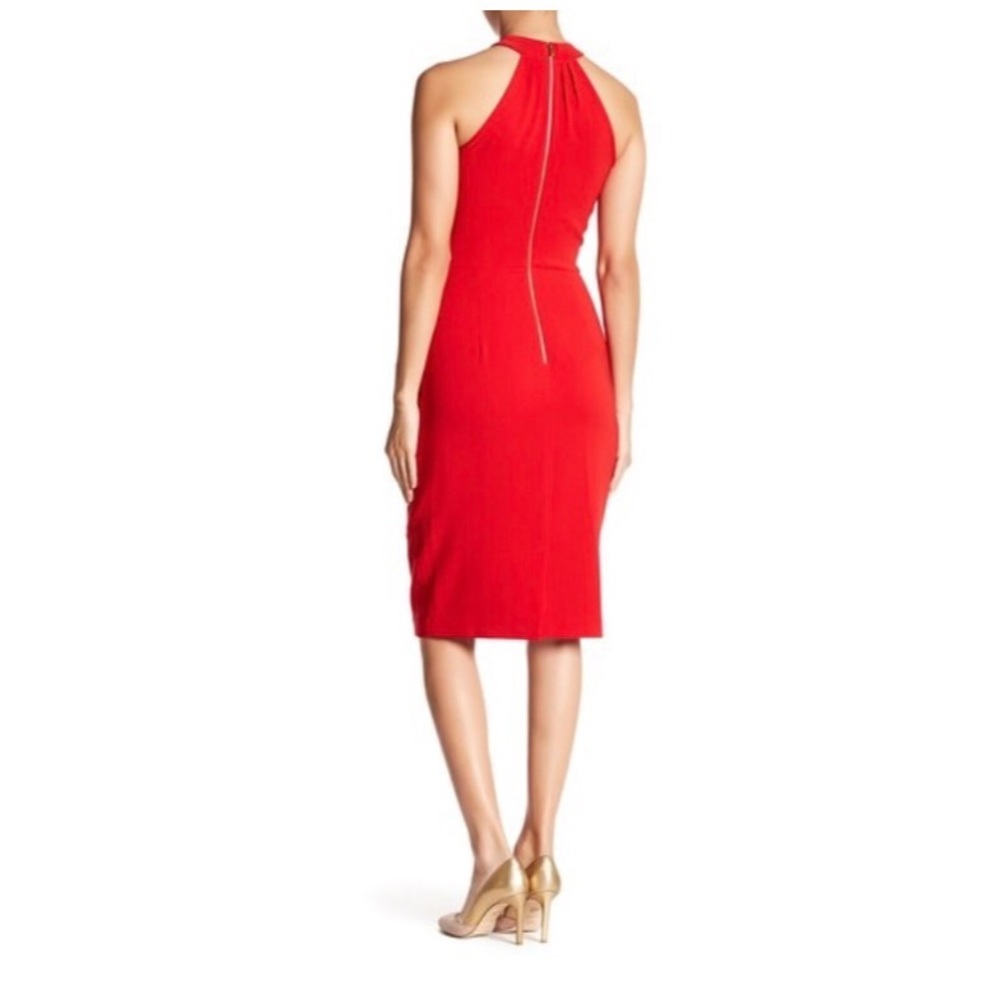 Taylor - Twist Neck Crepe Halter Dress